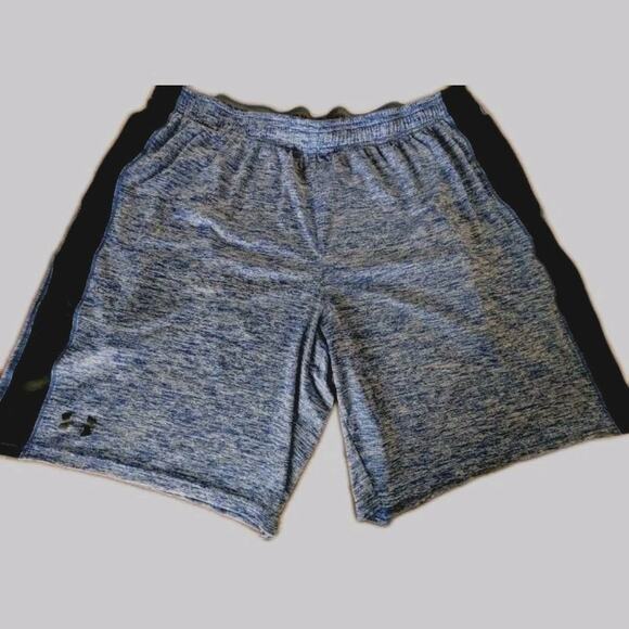 Under Armour Men's Athletic Shorts Size 2xl Space Dye Heathered Blue Logo Pocket - Picture 1 of 13